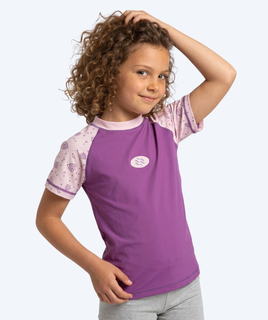 Watery koszulka UV dla dzieci - Brandman z krótkimi rękawami Rashguard - Różowy/fioletowy