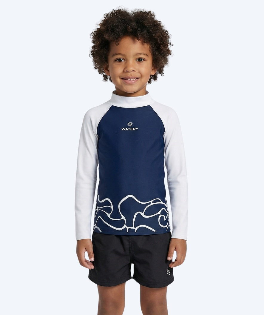 Watery koszulka UV dla dzieci - Chilton Rashguard z długimi rękawami - Ciemnoniebieski/Biały