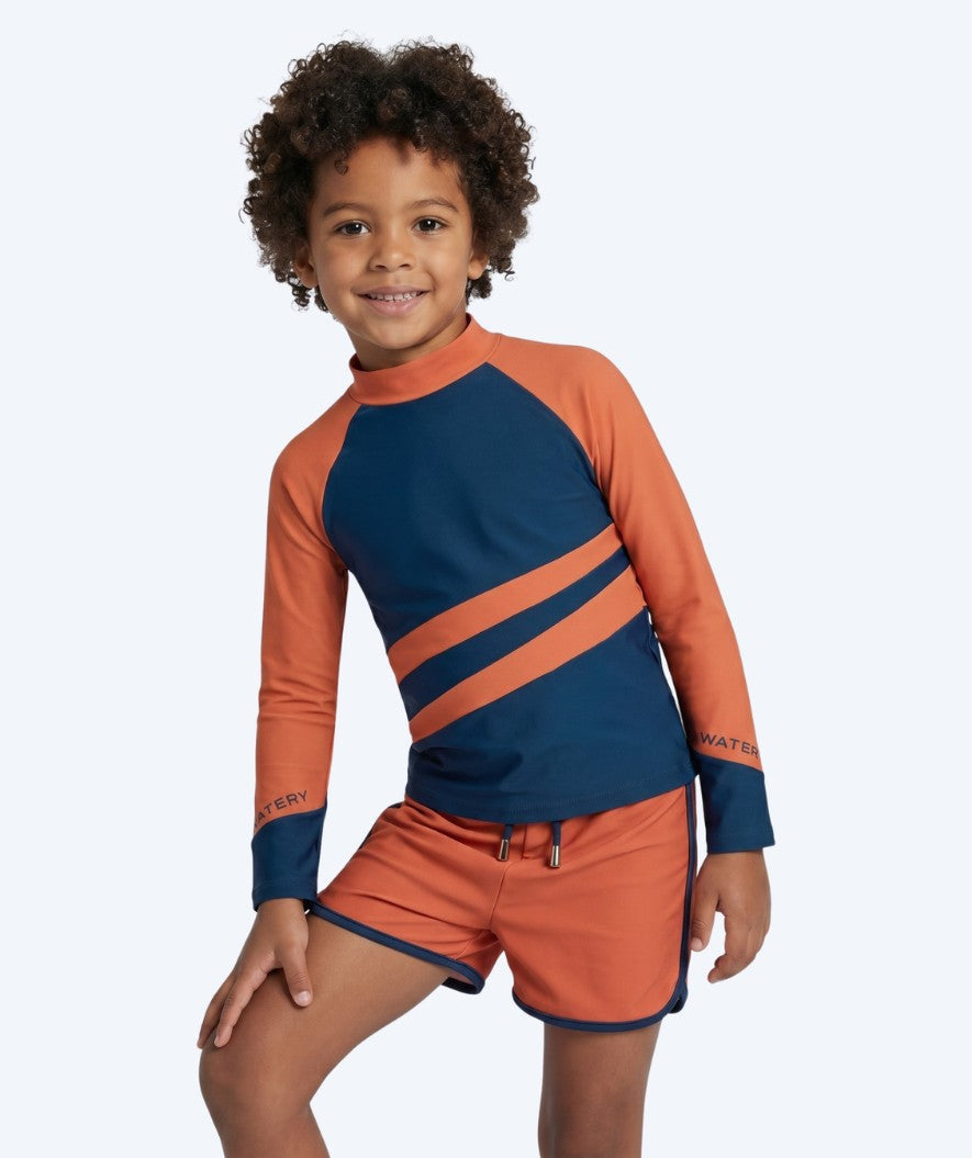 Watery koszulka UV dla dzieci - Manami z długimi rękawami Rashguard - Pomarańczowy/niebieski