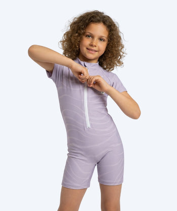Watery kombinezon UV dla dzieci - Fjord z krótkimi rękawami Rashguard - Fioletowy