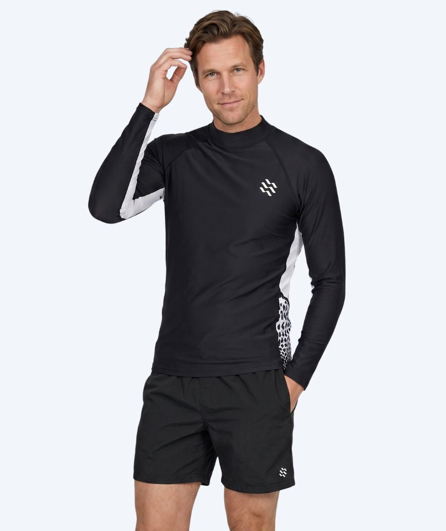 Watery koszulka UV dla mężczyzn - Scylla z długimi rękawami Rashguard - Czarny/biały