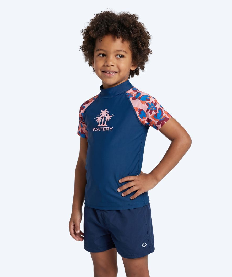 Watery koszulka UV dla dzieci - Osiris z krótkimi rękawami Rashguard - Jasnoróżowy/ciemnoniebieski