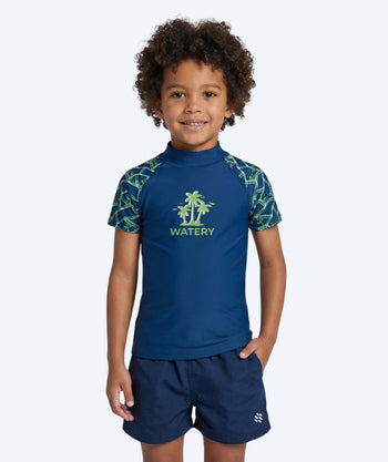 Watery koszulka UV dla dzieci - Katsu z krótkimi rękawami Rashguard - Zielony/ciemnoniebieski