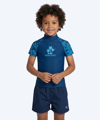 Watery koszulka UV dla dzieci - Katsu z krótkimi rękawami Rashguard - Niebieski/ciemnoniebieski