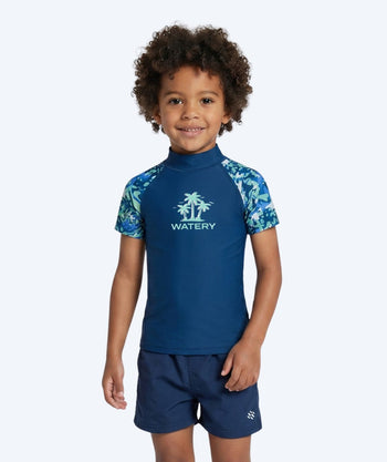 Watery koszulka UV dla dzieci - Katsu z krótkimi rękawami Rashguard - Jasnoniebieski/ciemnoniebieski