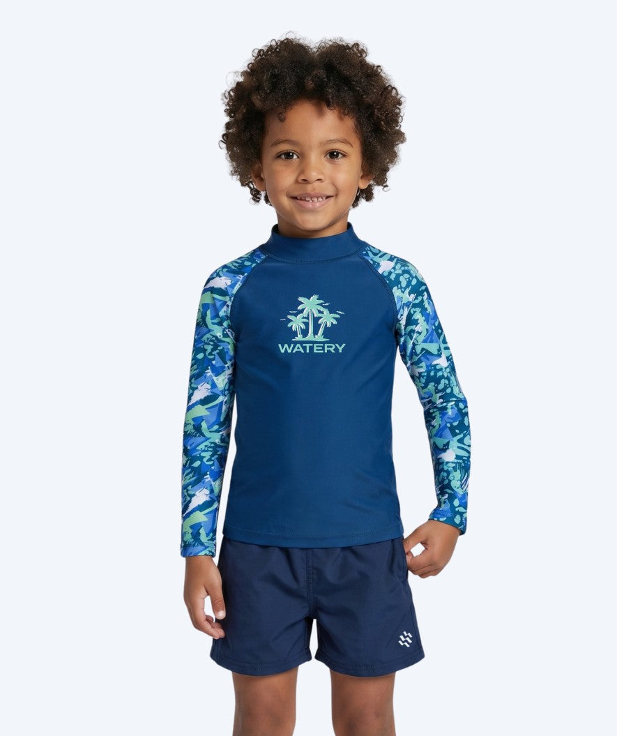 Watery koszulka UV dla dzieci - Katsu z długimi rękawami Rashguard - Jasnoniebieski/ciemnoniebieski
