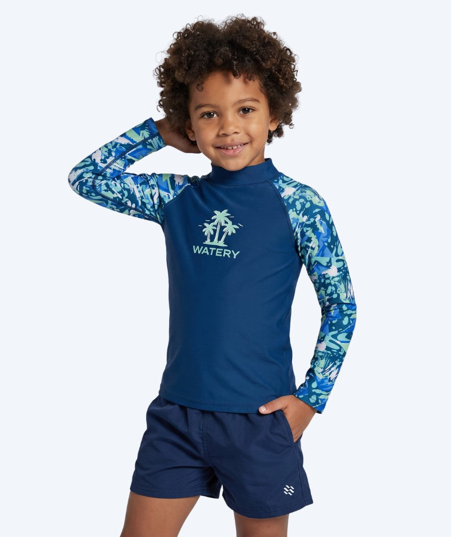Watery koszulka UV dla dzieci - Katsu z długimi rękawami Rashguard - Jasnoniebieski/ciemnoniebieski