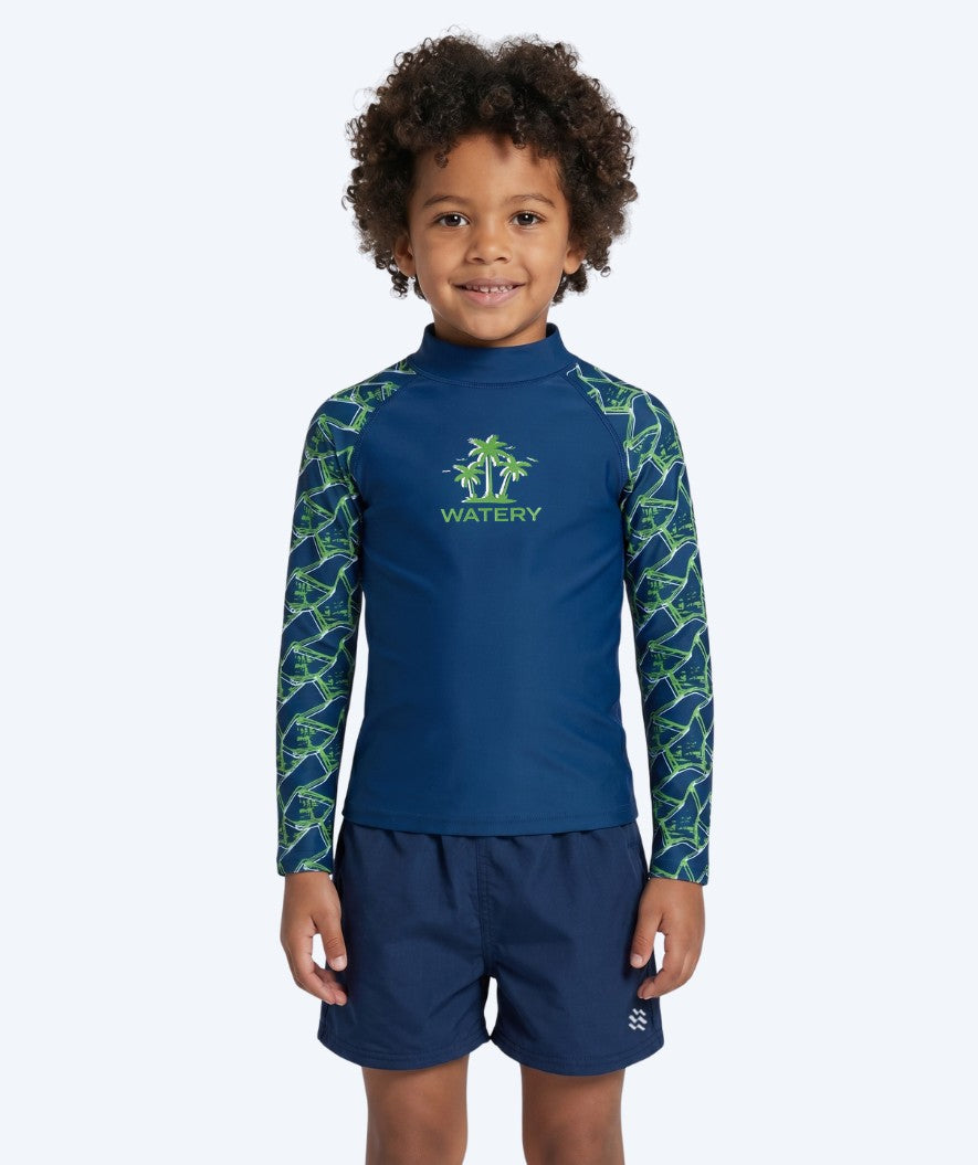 Watery koszulka UV dla dzieci - Katsu z długimi rękawami Rashguard - Zielony/ciemnoniebieski