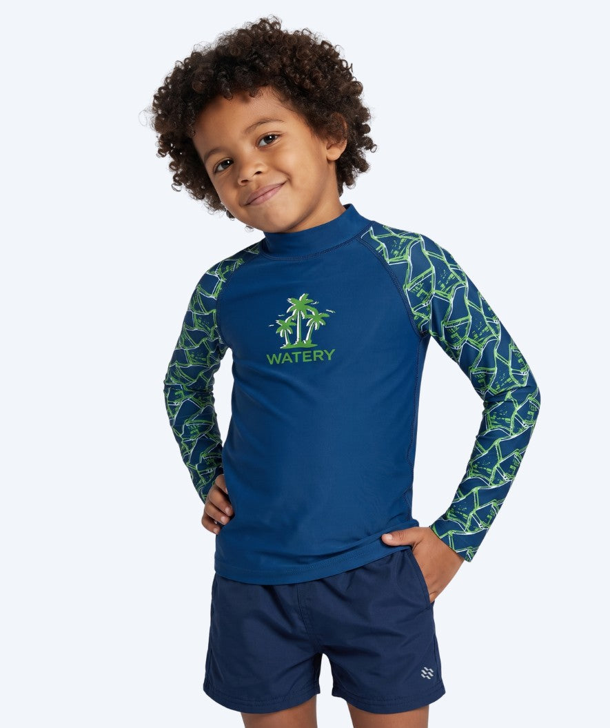Watery koszulka UV dla dzieci - Katsu z długimi rękawami Rashguard - Zielony/ciemnoniebieski