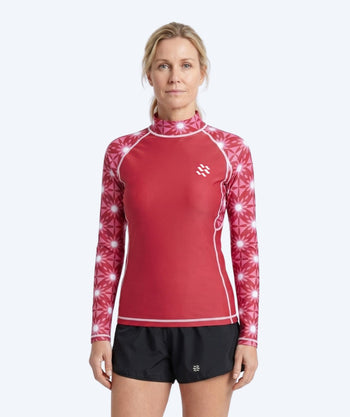 Watery koszulka UV dla kobiet - Aiko z długimi rękawami Rashguard - Różowy/ciemnoczerwony
