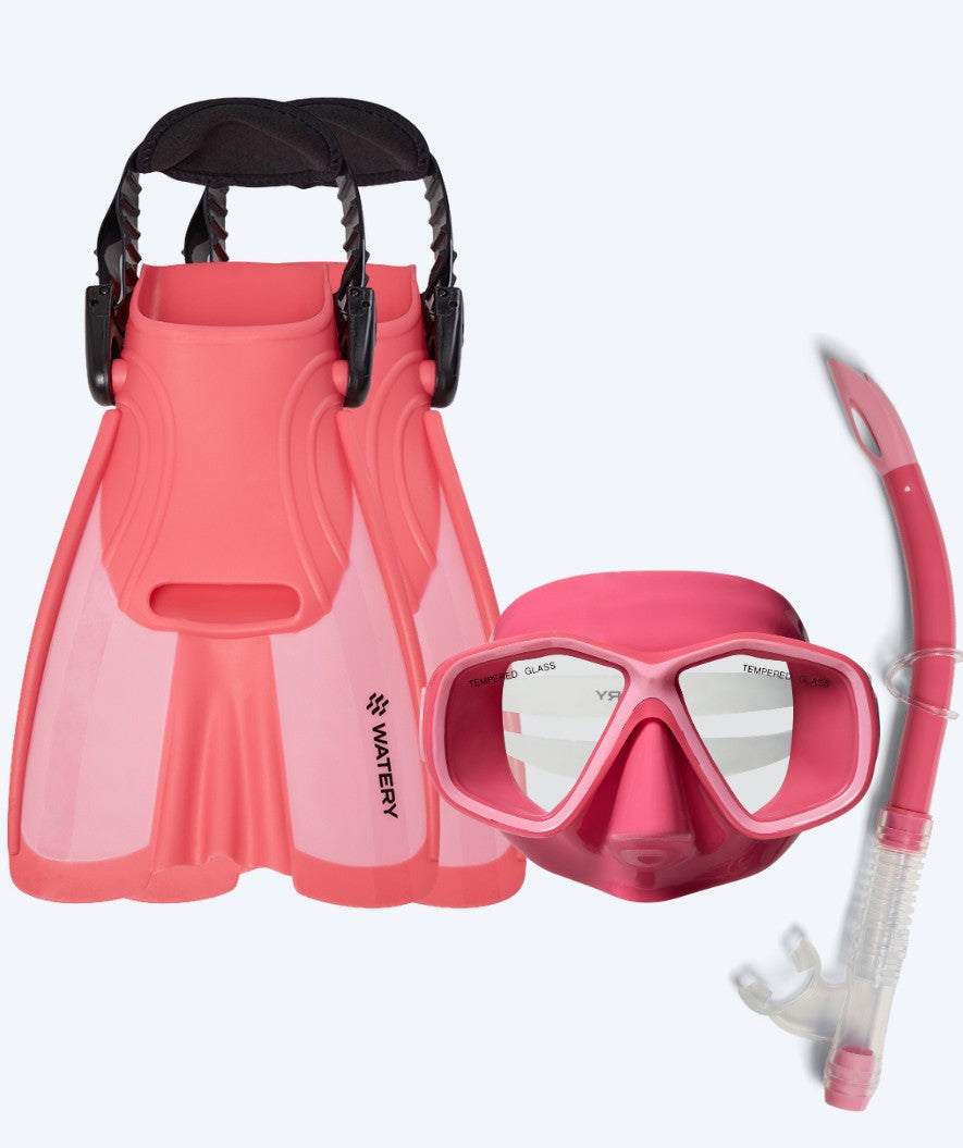 Watery zestaw maska, rurka i płetwy do snorkelingu dla dzieci (4-10) - Tropical - Różowy