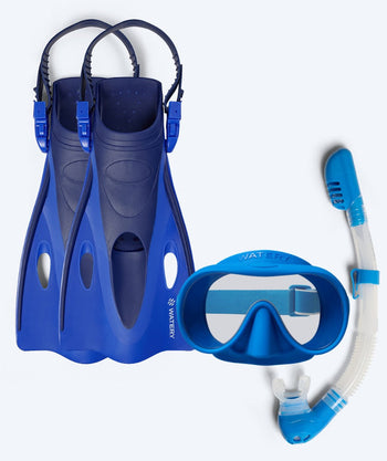 Watery zestaw maska, rurka i płetwy do snorkelingu dla dzieci (4-10) - Launch/Alton - Niebieski