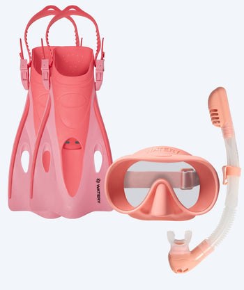 Watery zestaw maska, rurka i płetwy do snorkelingu dla dzieci (4-10) - Launch/Alton - Różowy
