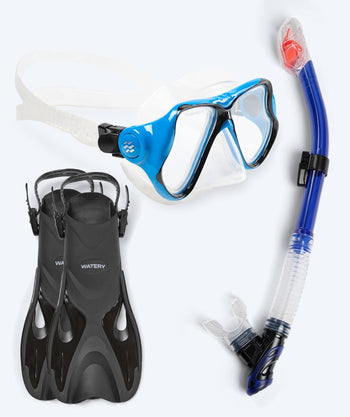 Watery zestaw maska + rurka + płetwy do snorkelingu dla dorosłych - Fisher/Hudson - Niebieski