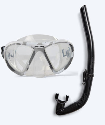 Watery zestaw maska + rurka do snorkelingu dla dorosłych (od 15 lat) - Rudder Camo/Itzel - Przezroczysty/czarny