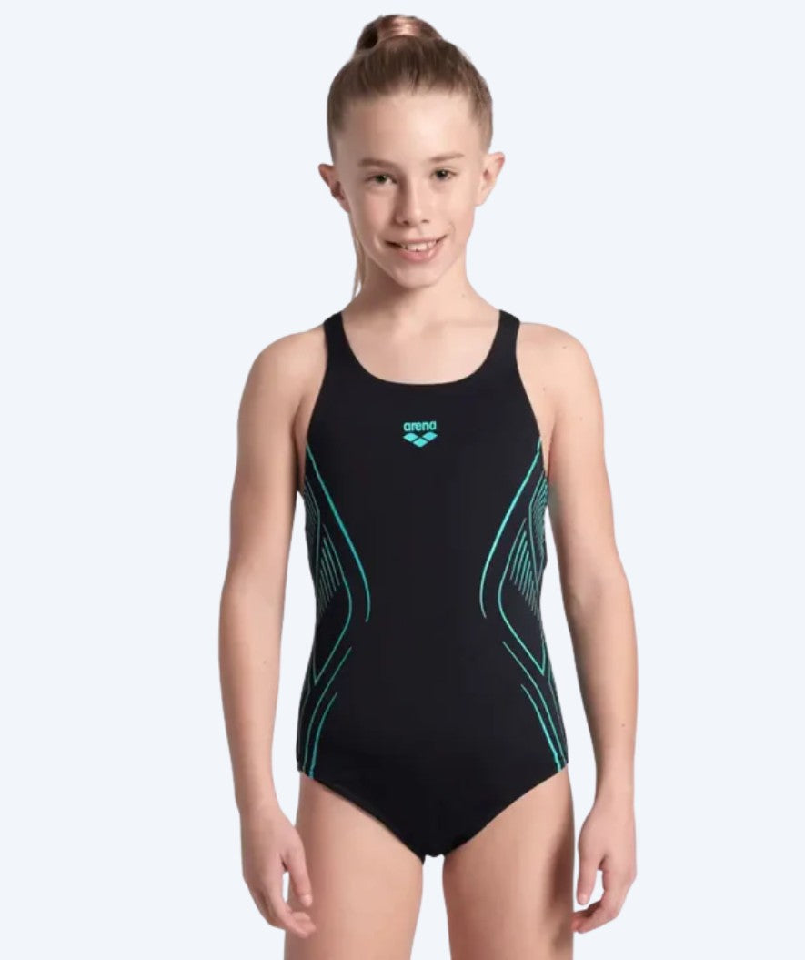 Arena strój kąpielowy dla dziewczynek – Reflecting Swim Pro Back – czarno‑jasnoniebieski