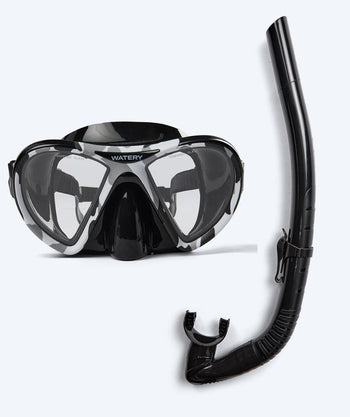 Watery zestaw do snorkelingu dla dorosłych (od 15 lat) - Rudder Camo/Itzel - Czarny