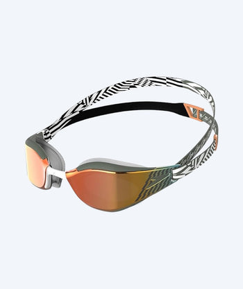 Speedo Elite okulary do pływania - Fastskin Hyper Elite Mirror - Czarny/Zielony (Złoty soczewki)