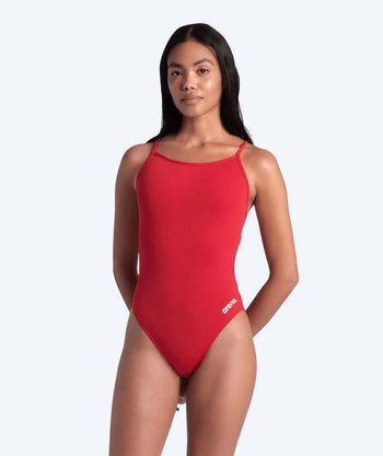 Arena badedragt til damer - Solid Lace Back - Rød