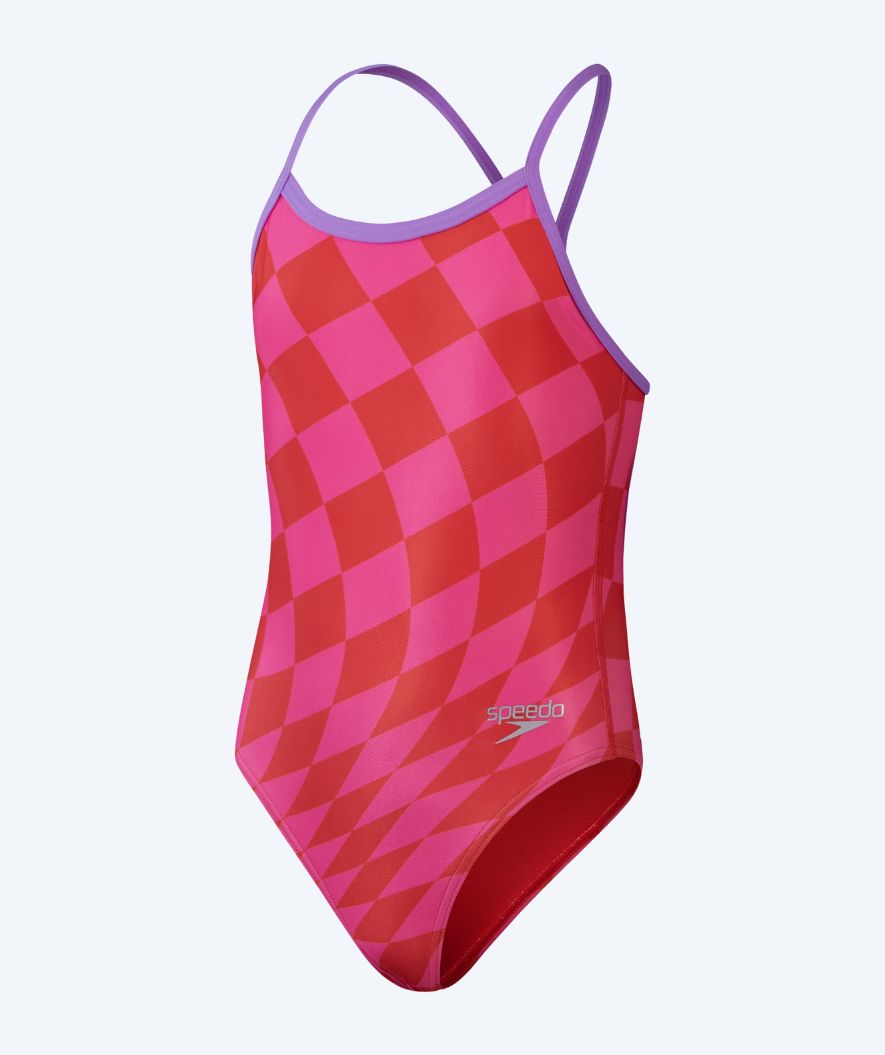 Speedo strój kąpielowy dla dziewczynek - Allover Digital V-Back - Czerwony/jasnoróżowy