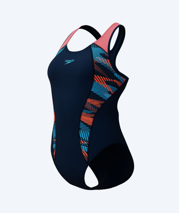 Speedo strój kąpielowy dla kobiet - Placement Laneback - Ciemnoniebieski/Jasnoróżowy