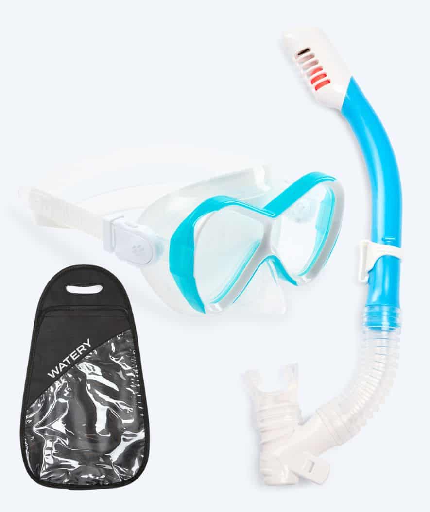 Watery zestaw maska + rurka do snorkelingu dla dzieci - Triton Full-dry - Jasnoniebieski