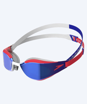Speedo Elite okulary do pływania - Fastskin Hyper Elite Mirror - Czerwony/niebieski