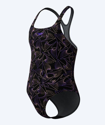 Speedo strój kąpielowy dla dziewczynek - Hyperboom Allover Medalist - Czarny/fioletowy
