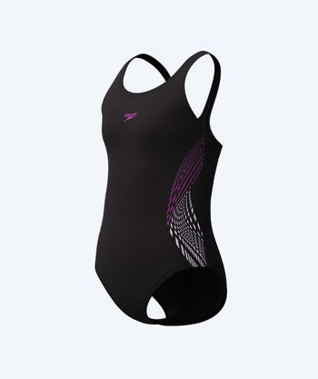 Speedo strój kąpielowy dla dziewczynek - Placement Muscleback - Czarny/różowy