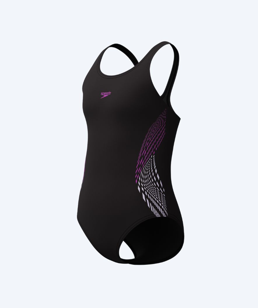Speedo strój kąpielowy dla dziewczynek - Placement Muscleback - Czarny/różowy