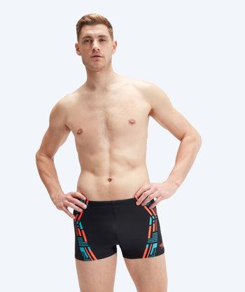 Speedo kąpielówki męskie - Tech Print - Czarne/pomarańczowe
