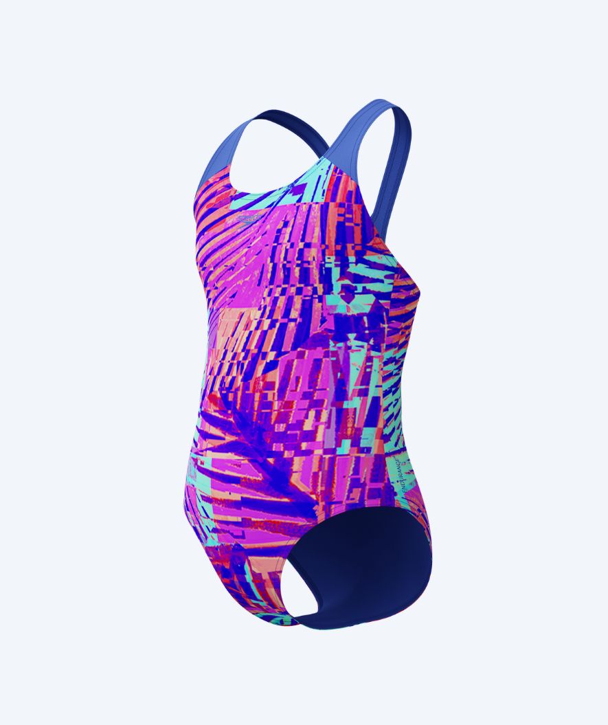Speedo strój kąpielowy dla dziewczynek - Allover Digital Splashback - Fioletowy/niebieski