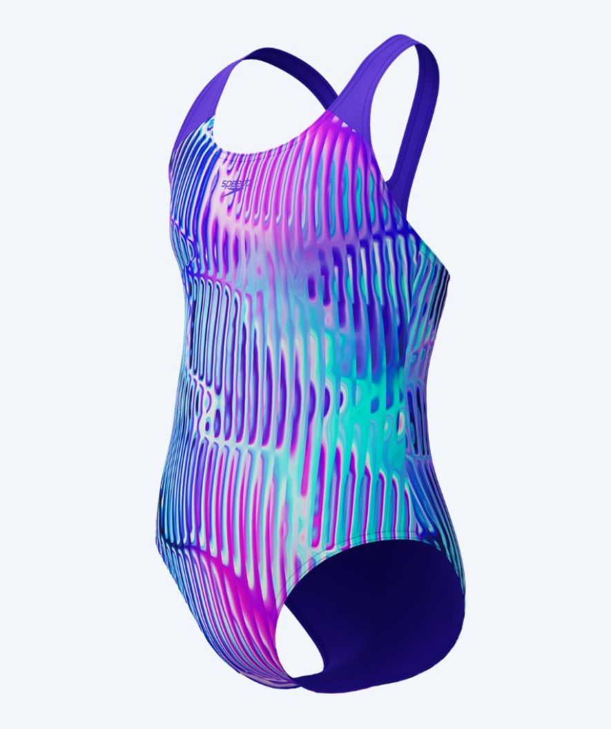 Speedo strój kąpielowy dla dziewczynek - Allover Digital Splashback - Fioletowy/Jasnoniebieski
