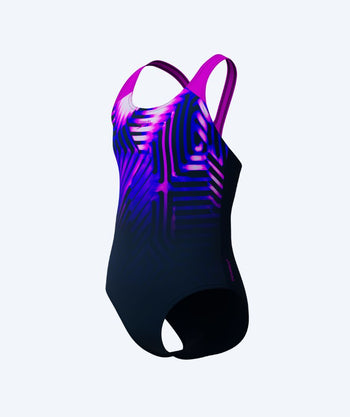 Speedo strój kąpielowy dla dziewczynek - Digital Placement Splashback - Czarny/fioletowy