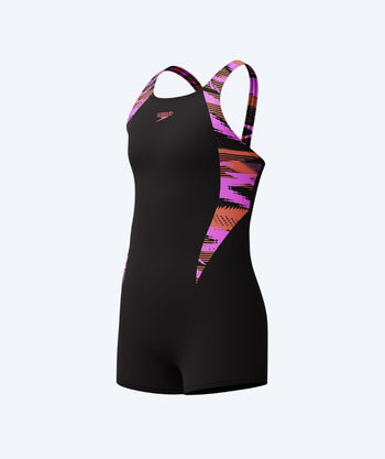 Speedo strój kąpielowy z nogawkami dla dziewczynek - Hyperboom Splice - Czarny/różowy