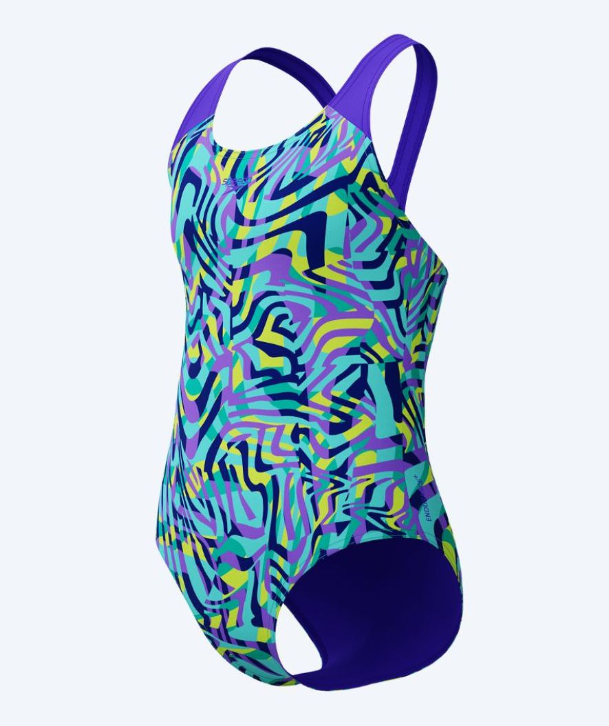 Speedo strój kąpielowy dla dziewczynek - Allover Digital Splashback - Fioletowy/turkusowy