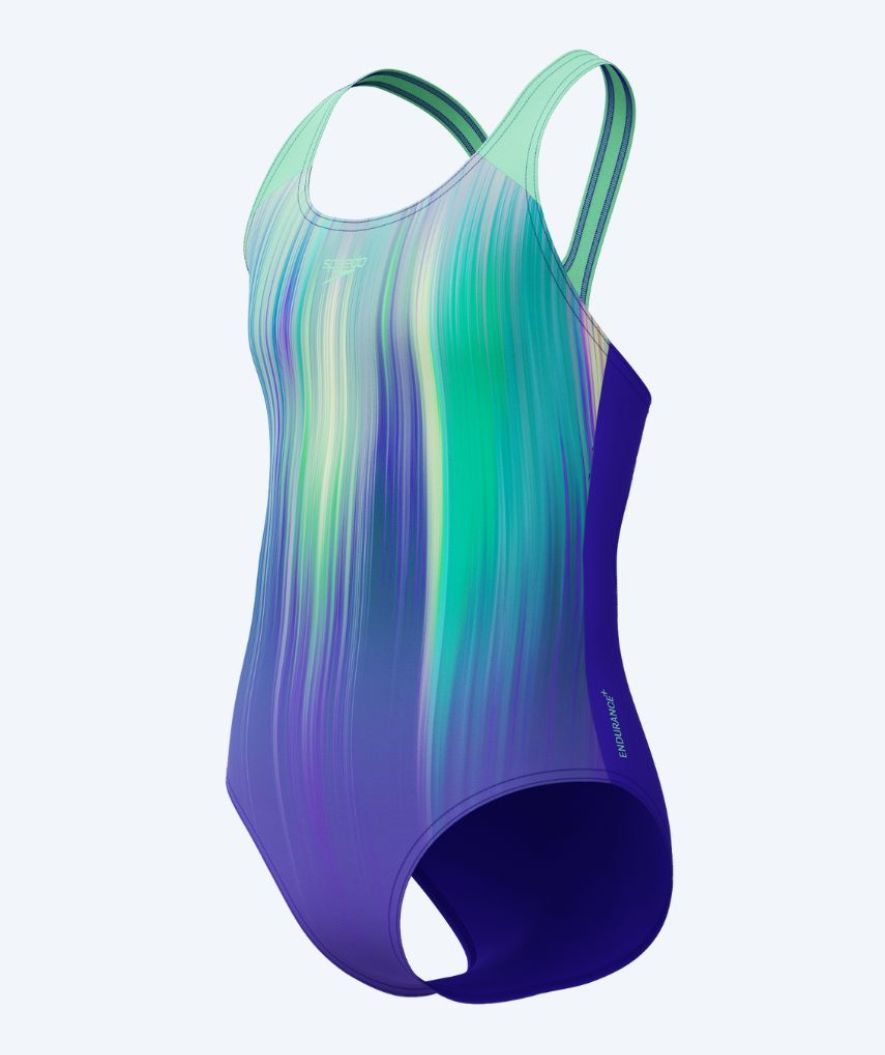 Speedo strój kąpielowy dla dziewczynek - Digital Placement Splashback - Fioletowy/zielony