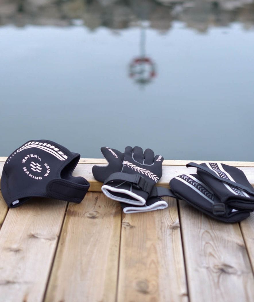 Watery zestaw neoprenowy - Thermal Reptile (3 mm) - Czarny/srebrny