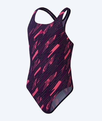 Speedo strój kąpielowy dla dziewczynek - Hyperboom Allover Medalist - Ciemnoniebieski/różowy