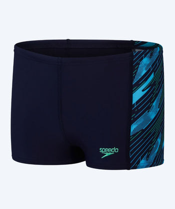 Speedo bokserki kąpielowe dla chłopców - Hyperboom Panel - Ciemnoniebieski/Zielony