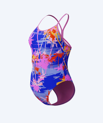 Speedo strój kąpielowy dla dziewczynek - Allover Digital V-Back - Fioletowy/Jasnoróżowy
