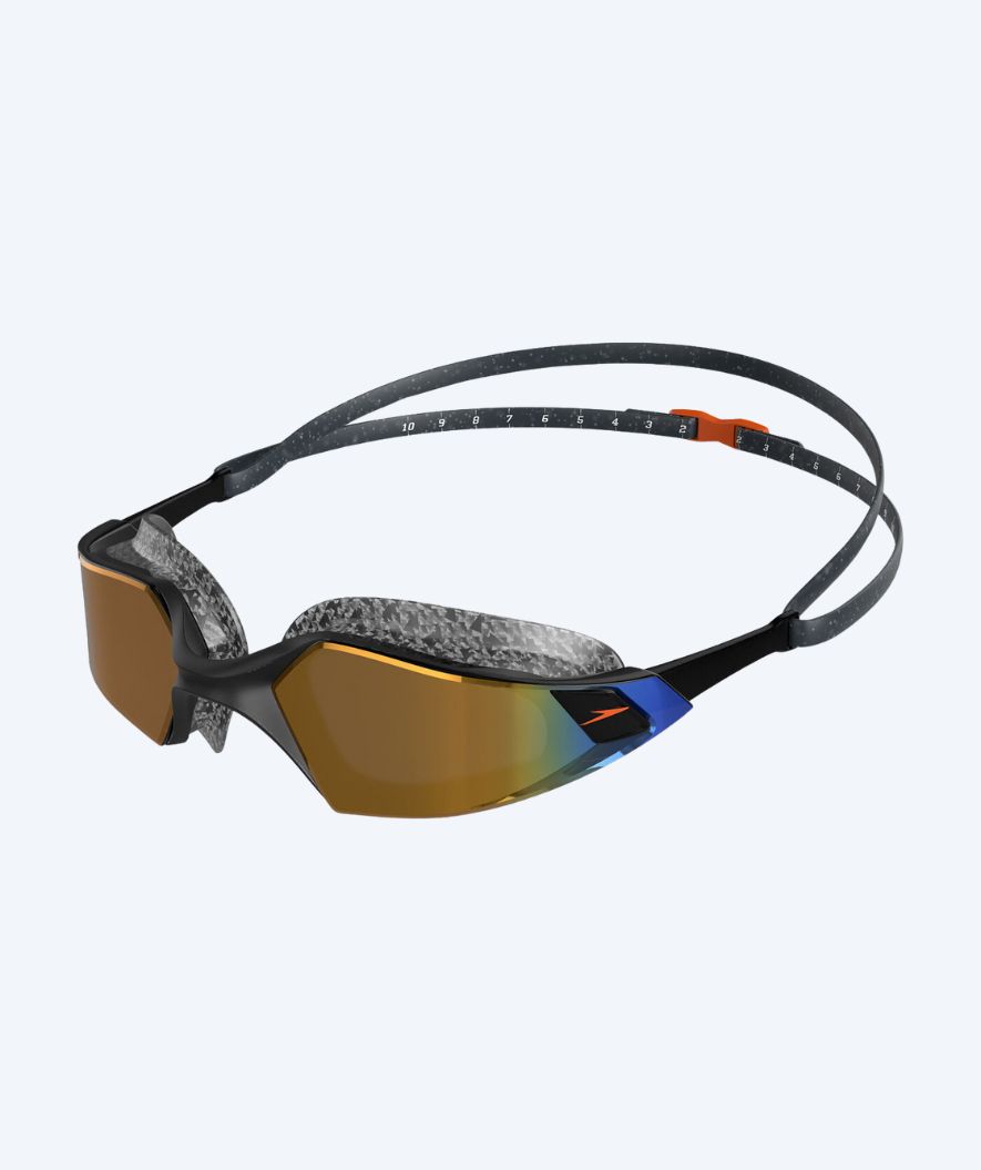 Speedo okulary do pływania na wodach otwartych - AquaPulse Pro - Czarny/złoty (Mirror soczewka)