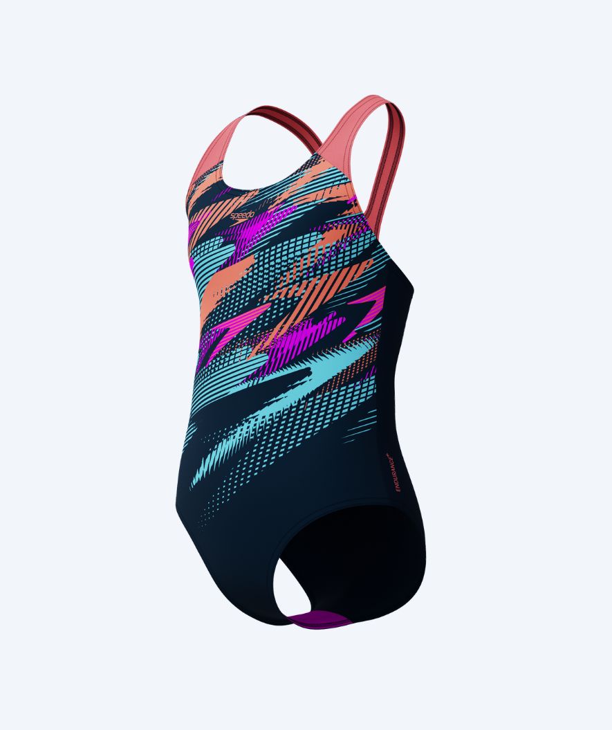 Speedo strój kąpielowy dla dziewczynek - Digital Placement Splashback - Czarny/jasnoróżowy