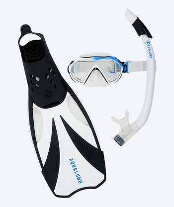 Aqualung zestaw maska + rurka + płetwy do snorkelingu dla dorosłych - Compass - Czarny/biały
