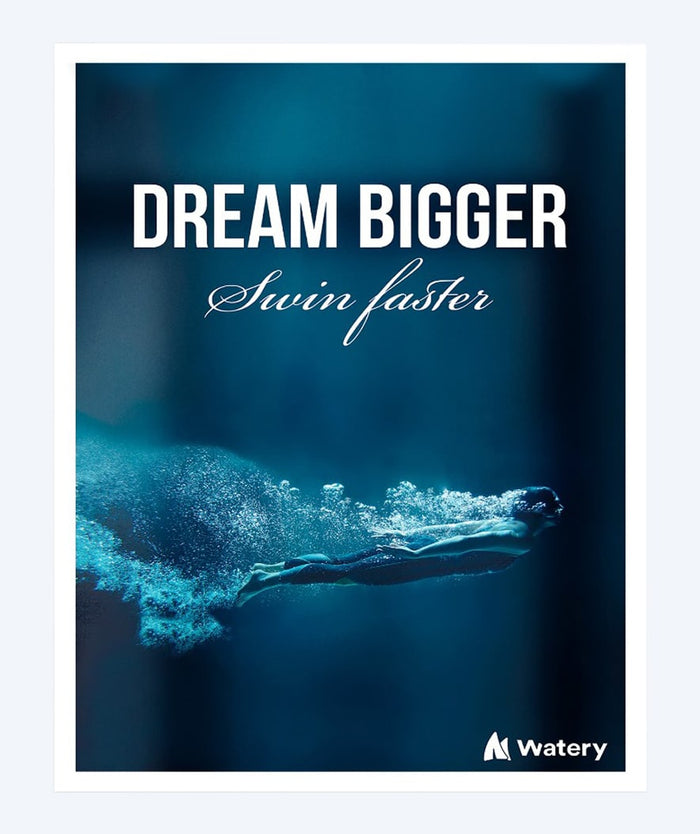 Watery plakat pływacki - Dream Bigger - Swim Faster