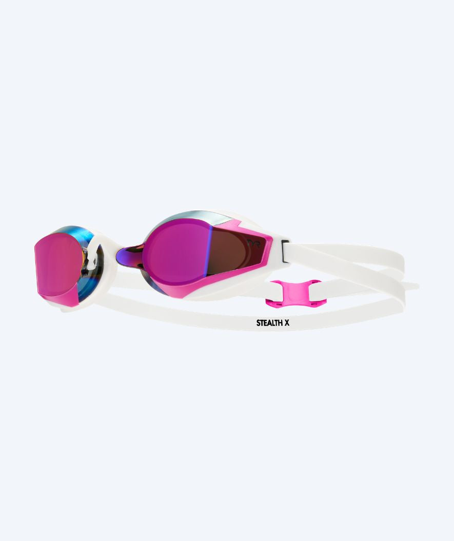 TYR okulary do pływania - Stealth X Mirrored - Biały/różowy