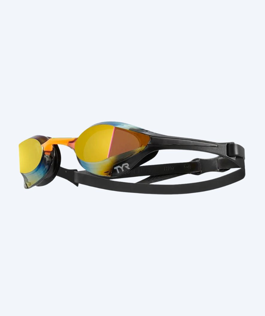TYR Elite okulary do pływania - Tracer-X Elite Mirrored - Czarny/pomarańczowy