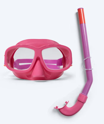 Watery zestaw maska + rurka do snorkelingu dla dzieci (4-10 lat) - Wyre - Jasnoróżowy/Fioletowy