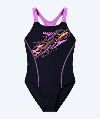 Speedo strój kąpielowy dla dziewczynek - Medley Logo Medalist - Czarny/Fioletowy