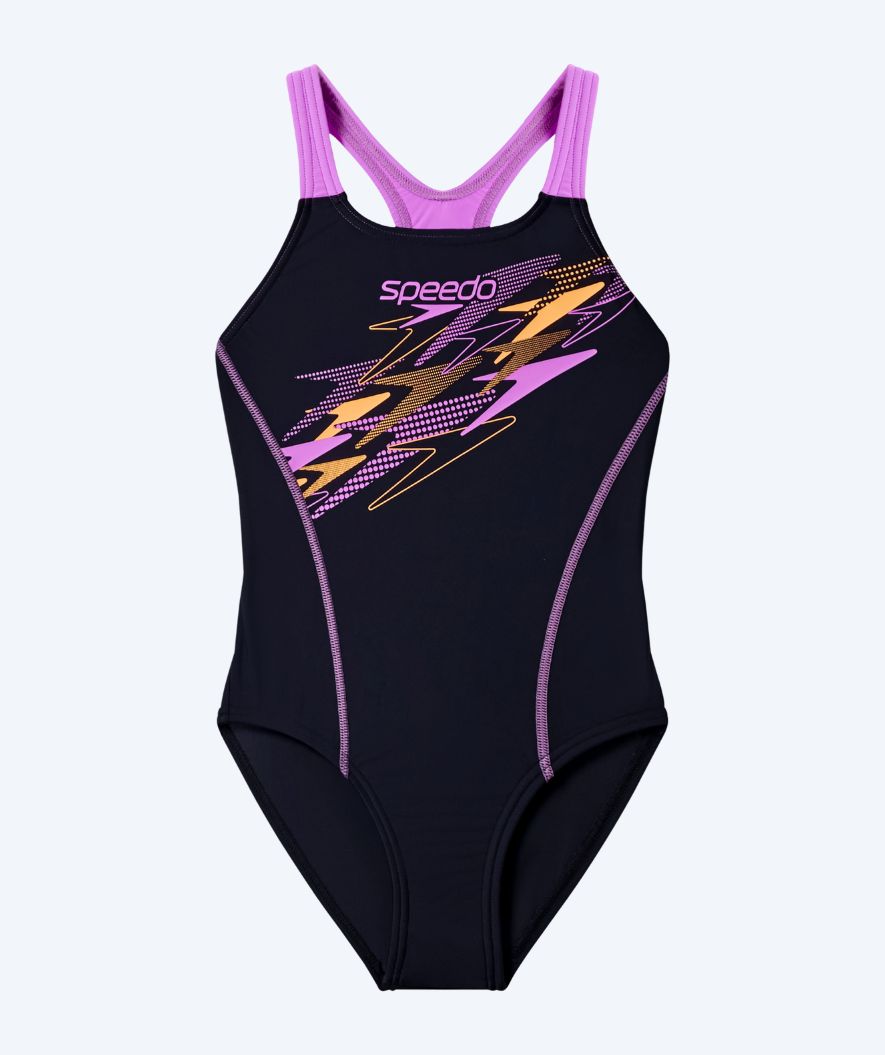 Speedo strój kąpielowy dla dziewczynek - Medley Logo Medalist - Czarny/Fioletowy